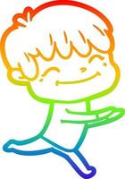 rainbow gradient line drawing cartoon happy boy vector