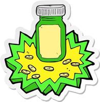 sticker of a cartoon jar of pills vector