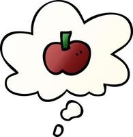 cartoon apple symbol and thought bubble in smooth gradient style vector