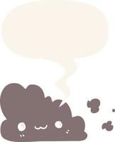 cute cartoon cloud and speech bubble in retro style vector