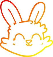 warm gradient line drawing cartoon happy rabbit vector