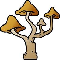 gradient cartoon doodle of growing mushrooms vector