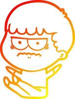 warm gradient line drawing cartoon annoyed man vector