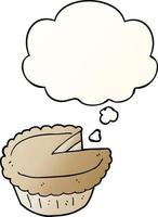 cartoon pie and thought bubble in smooth gradient style vector