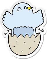 sticker of a cartoon hatching chicken vector