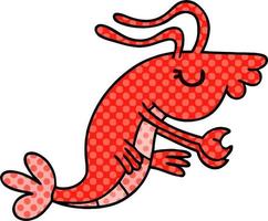 quirky comic book style cartoon happy shrimp vector