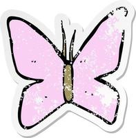 retro distressed sticker of a cartoon butterfly symbol vector