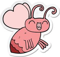 sticker of a cartoon bug vector