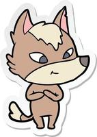 sticker of a friendly cartoon wolf vector