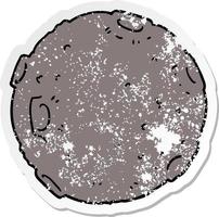 distressed sticker of a cartoon moon vector