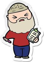 sticker of a cartoon man with beard vector