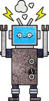 robot de dibujos animados de textura grunge retro vector