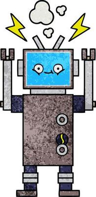 retro grunge texture cartoon robot