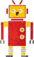 retro illustration style cartoon robot vector