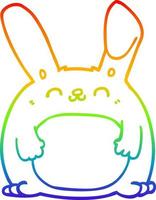 rainbow gradient line drawing cartoon rabbit vector
