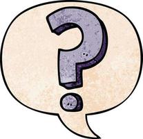 cartoon question mark and speech bubble in retro texture style vector