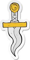 sticker of a cartoon dagger vector