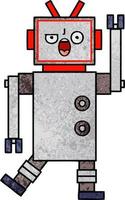 retro grunge texture cartoon angry robot vector