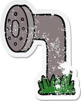 distressed sticker of a cartoon pipe vector