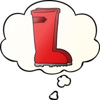 cartoon wellington boots and thought bubble in smooth gradient style vector