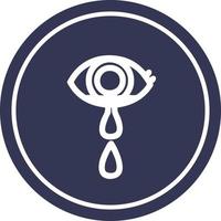 crying eye circular icon vector