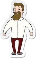 sticker of a cartoon bearded man vector