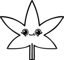 line drawing cartoon marijuana leaf vector