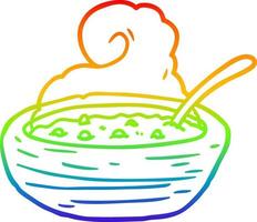 rainbow gradient line drawing hot bowl of broth vector