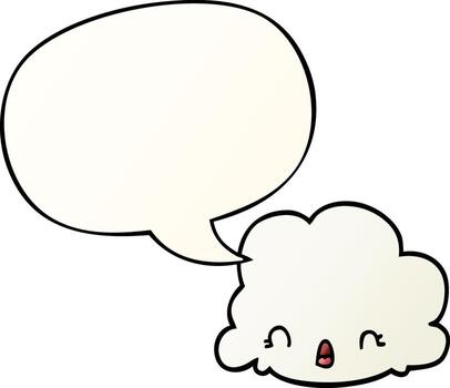 cartoon cloud and speech bubble in smooth gradient style vector