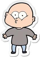 sticker of a cartoon bald man staring vector