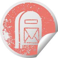 distressed circular peeling sticker symbol mail box vector