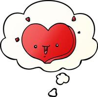 cartoon happy love heart and thought bubble in smooth gradient style vector