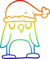 rainbow gradient line drawing cartoon christmas penguin vector