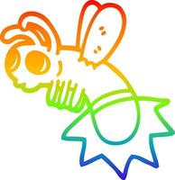 rainbow gradient line drawing cartoon lightning bug vector