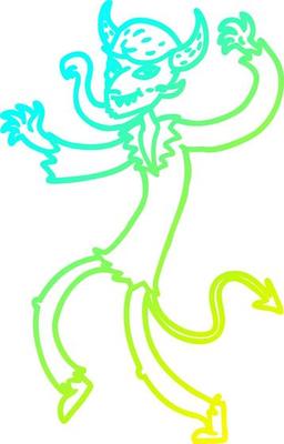 cold gradient line drawing cartoon dancing devil