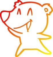 warm gradient line drawing laughing polar bear cartoon vector