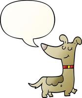 cartoon dog and speech bubble in smooth gradient style vector