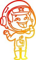 warm gradient line drawing cartoon laughing astronaut vector