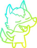 cold gradient line drawing cartoon wolf laughing vector
