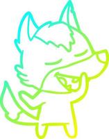 cold gradient line drawing cartoon wolf laughing vector