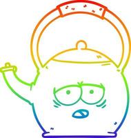 rainbow gradient line drawing cartoon kettle vector