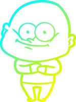 cold gradient line drawing cartoon bald man staring vector
