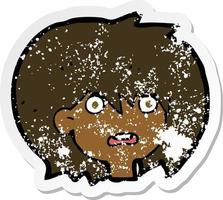 retro distressed sticker of a cartoon shocked expression vector