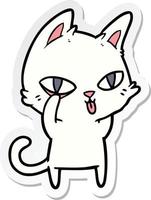 sticker of a cartoon cat staring vector