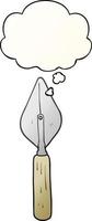 cartoon trowel and thought bubble in smooth gradient style vector