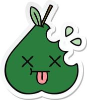 sticker of a cute cartoon pear vector