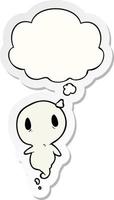 cartoon ghost and thought bubble as a printed sticker vector