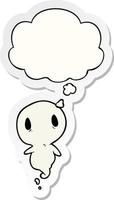 cartoon ghost and thought bubble as a printed sticker vector