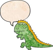 cartoon dinosaur and speech bubble in retro texture style vector