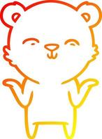 warm gradient line drawing happy cartoon polar bear shrugging shoulders vector